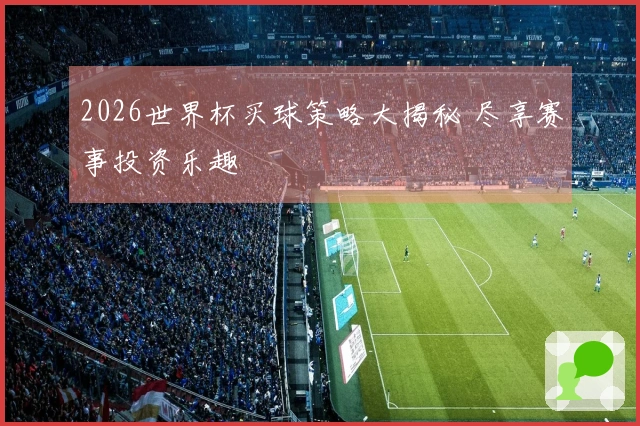 2026世界杯买球策略大揭秘 尽享赛事投资乐趣